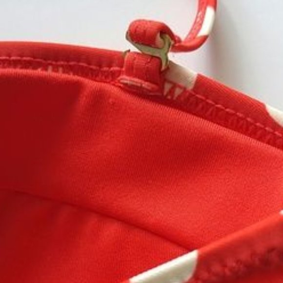 Forever21 Red and white Polka Dot Removable Neck ties Padded Bra SZ L - Picture 4 of 7